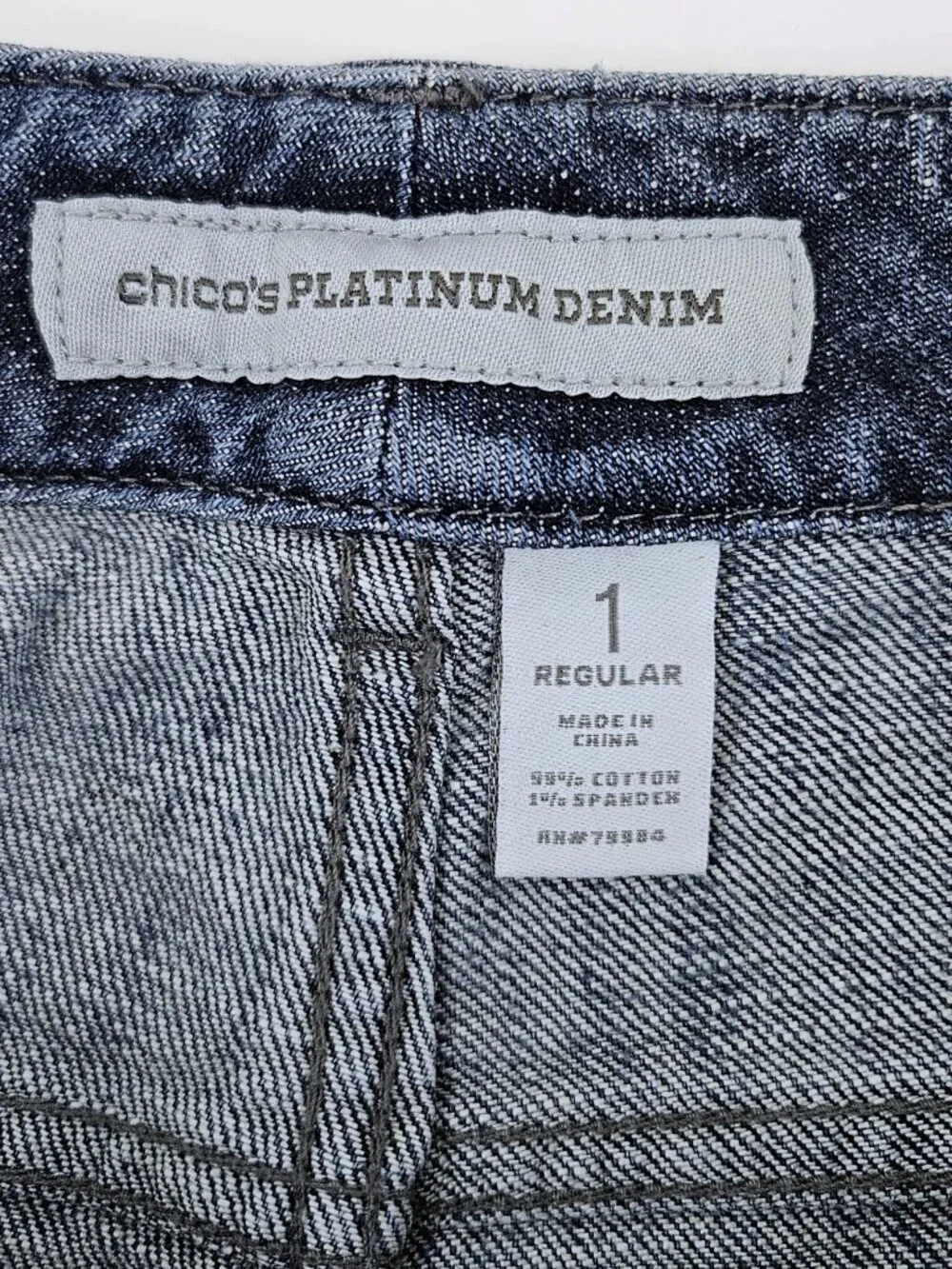 Lot 3 Chicos Size 1 Jeans Blue Gray Turquoise Mid Rise Straight Leg Ankle Pants - Picture 3 of 16